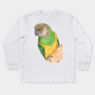 senegal parrot watercolor portrait painting of bird Kids Long Sleeve T-Shirt